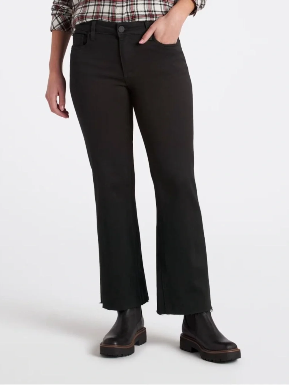 KUT from the Kloth Kelsey High Rise Fab Ab Ankle Flare Jeans Black Size 16